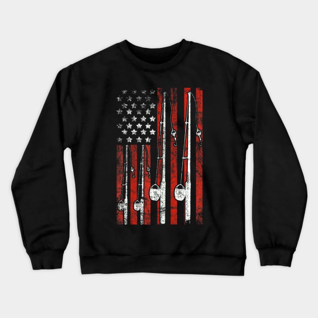 American Flag Fishing Crewneck Sweatshirt by Jannysingle